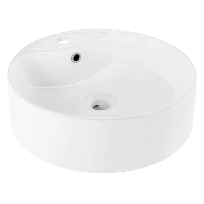 SAFAVIEH Solea Dicy Porcelain Ceramic Vitreous Oval 18 Inch White Bathroom Vessel Sink - 18.1" x 18.1" x 6.1" - 18Wx18Dx6H