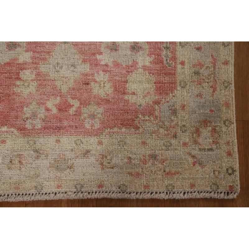 Geometric Oushak Turkish Oriental Rug Wool Hand-knotted Bedroom Carpet - 2'11" x 3'7"
