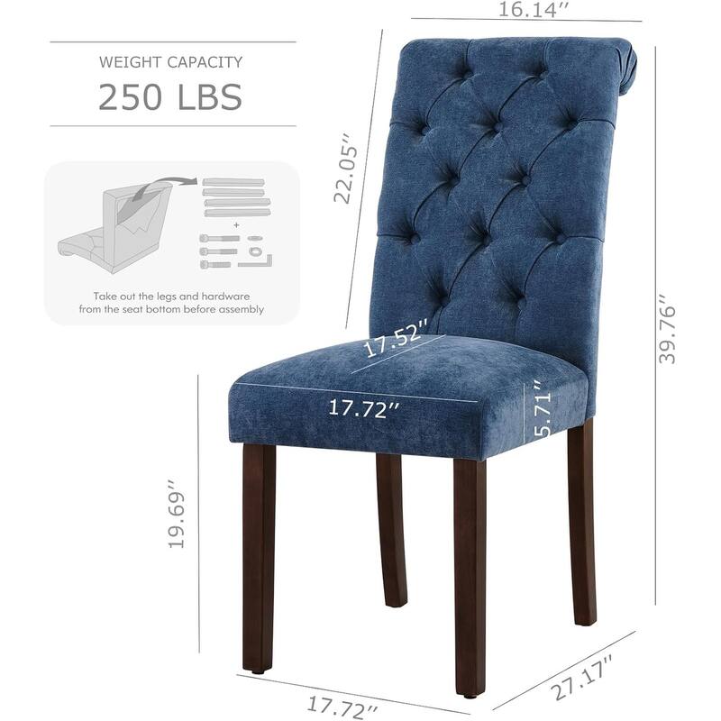 Tufted Parsons Upholstered Dining Side Chairs with Solid Wood Legs and Padded Seat