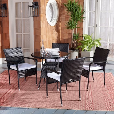 SAFAVIEH Outdoor Hanane 5-Piece Bistro Set - 32Wx32Dx34H