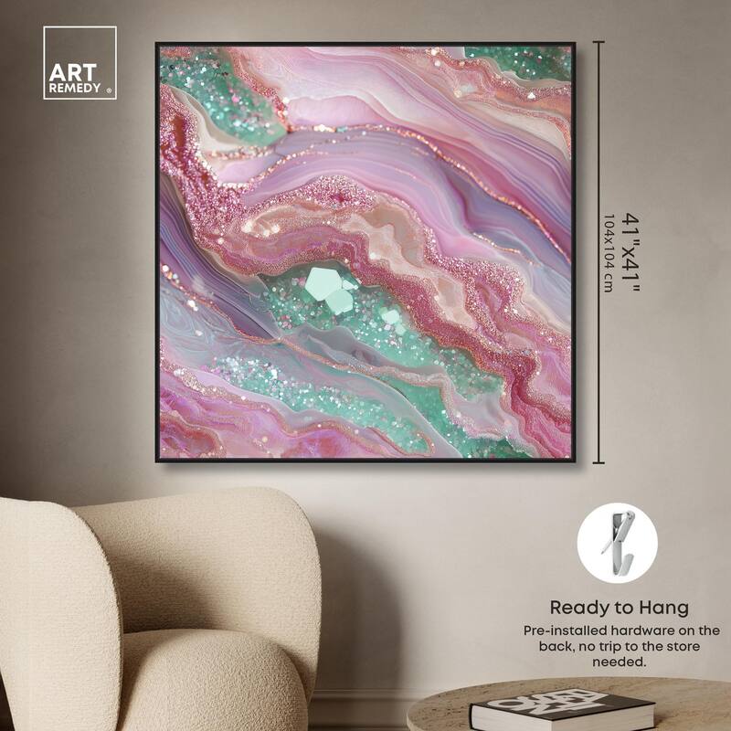 Pink and Mint Crystal II Canvas by Art Remedy
