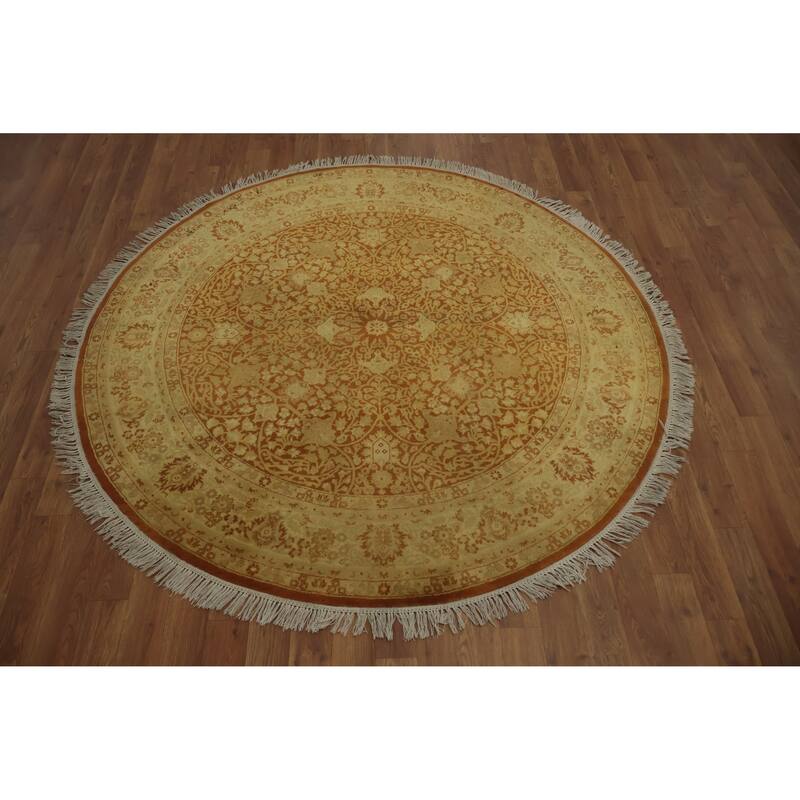 Hand Knotted Oriental 100% Wool Carpet Traditional All-Over Oranges & Rust Ziegler Area Rug - 5' 2'' X 5' 2''