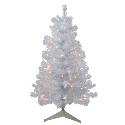 3' Pre-lit White Iridescent Pine Artificial Christmas Tree