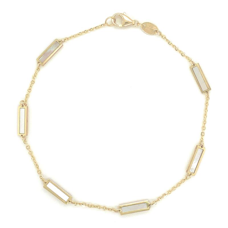 Joelle Collection Mother of Pearl Stackable Bar Bracelet - 14K Gold Mother Of Pearl Bracelet