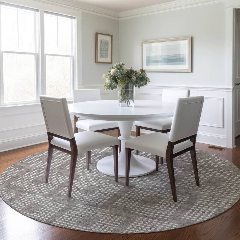 Machine Washable Indoor/ Outdoor Chantille Houndstooth Modern Rug