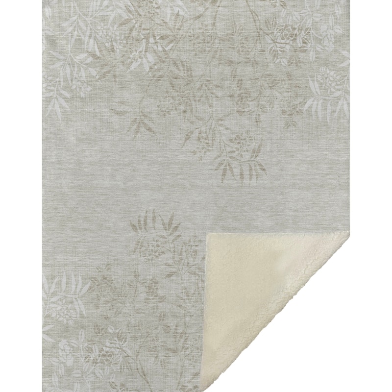 Premium Machine Washable Modern Floral Sherpa Throw Blanket