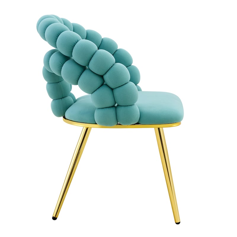 Set of 2 Velvet Dining Chairs with Metal Legs, Modern Upholstered Accent Chairs for Dining Room & Kitchen