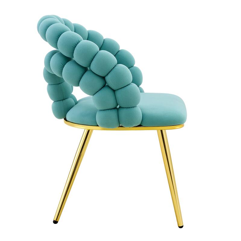 Velvet Dining Chairs with Gold Legs, Upholstered Accent Chairs with Back, Modern Kitchen Chairs, Set of 2