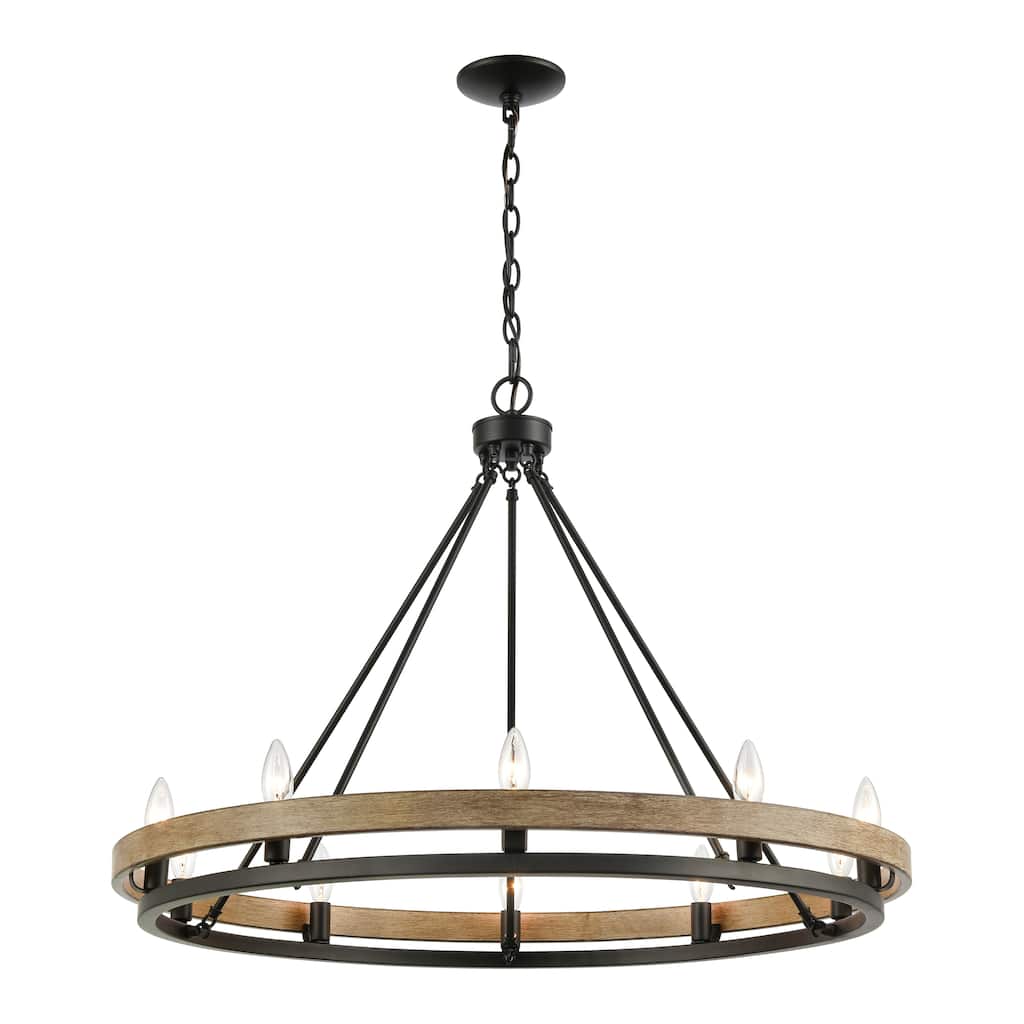 Ramsey 34" Wide 10-Light Chandelier - Matte Black
