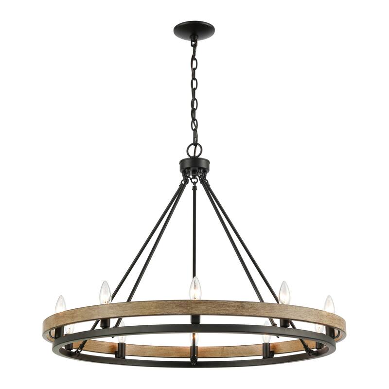Ramsey 34" Wide 10-Light Chandelier - Matte Black - Matt Black - 34-inch