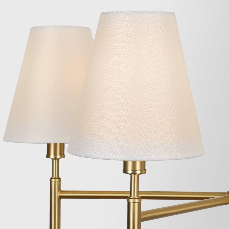 Farmhouse Wheel Chandelier Mid-century Pendant Fixture with Fabric Shades for Interior Lighting
