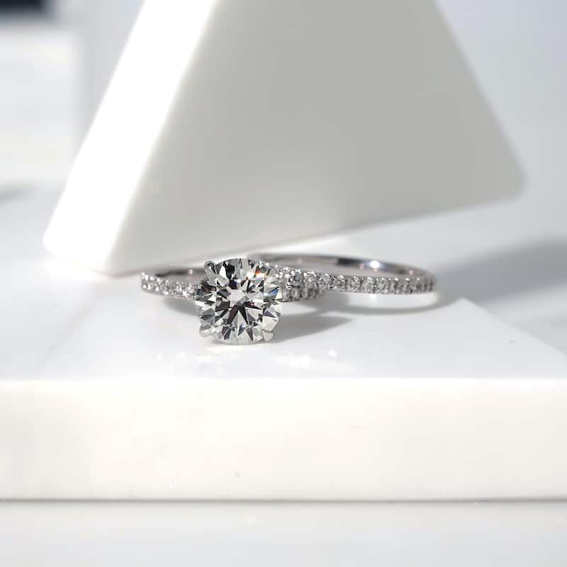 Kobelli 3.84 Carat Lab Grown Diamond Certified 14k Solid Gold Hidden Wrap Halo Near Eternity Ruri 2pc Bridal Set (EF/VS)