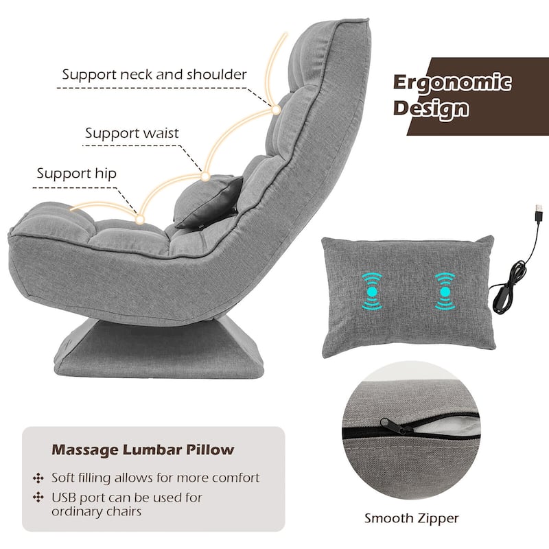 Costway 360° Swivel Floor Chair 5-Level Adjustable Lazy Chair w/ - See Details