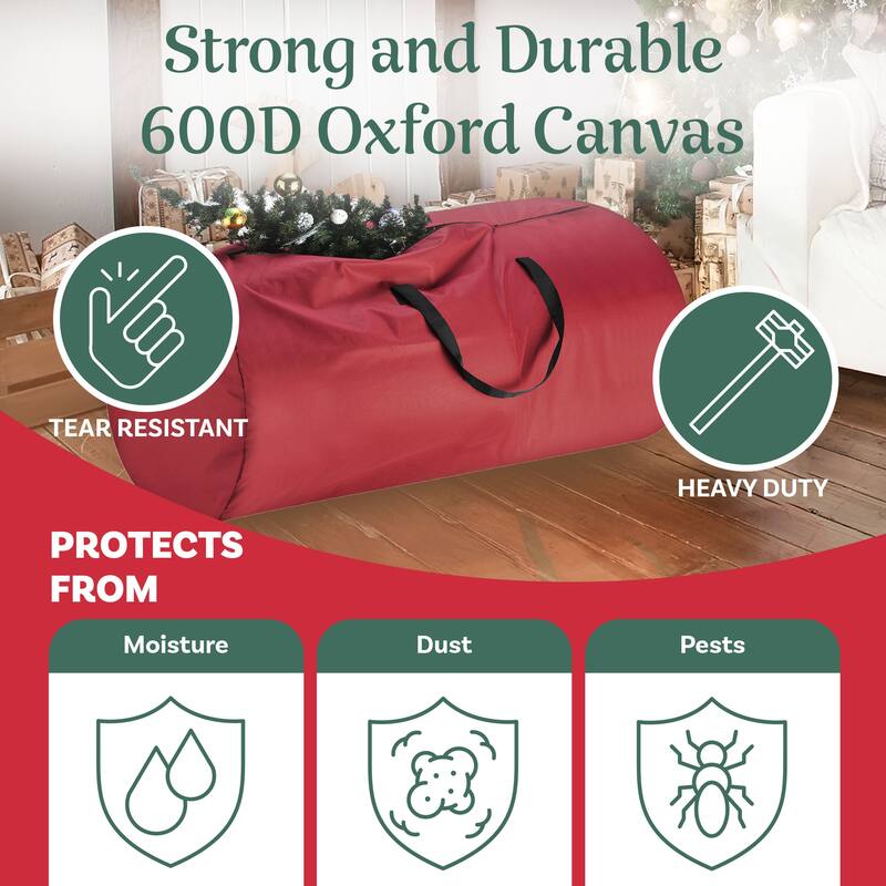 Christmas Tree Storage Bag - Zippered Canvas Sack Fits 12-Foot Artificial Trees by Tiny Tim Totes