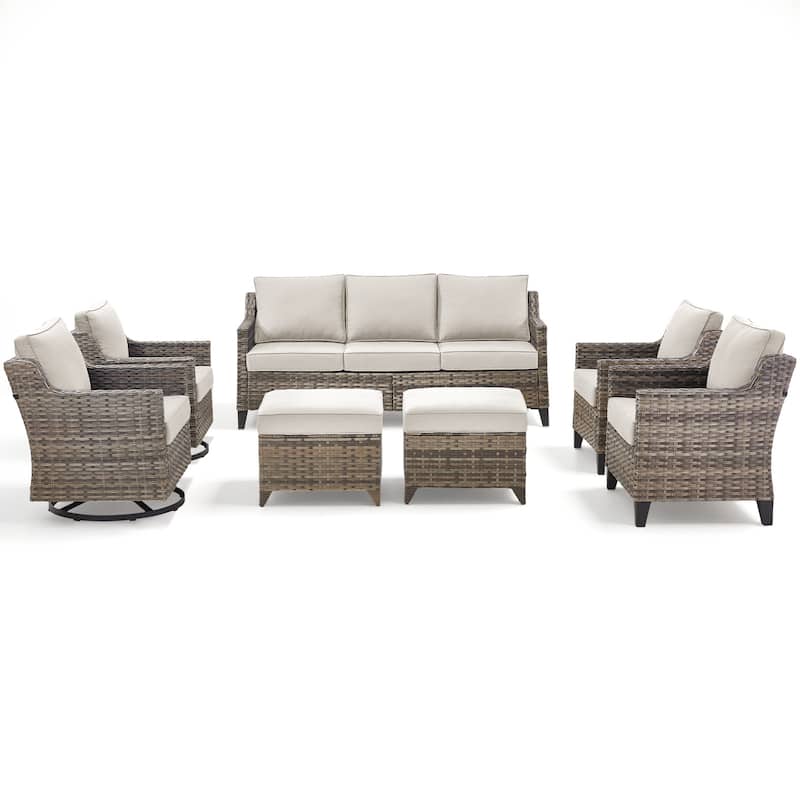Pocassy Outdoor All-Weather Outdoor Sofa, Swivel Chair, Ottoman Sets