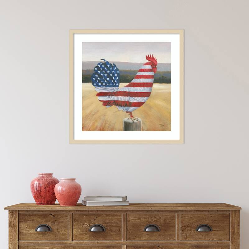 American Rooster by Wellington Studio Wood Framed Wall Art Print