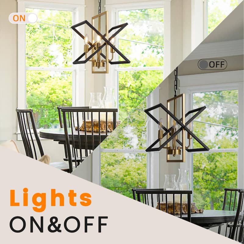 4-Light Industrial Farmhouse Rotation Rectangle Chandelier 27-Inch - N/A