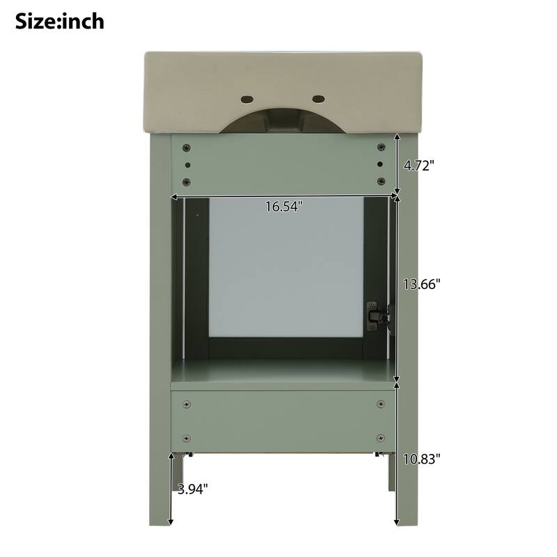 20-Inch Bathroom Vanity with Ceramic Sink & Storage - Space-Saving Freestanding Cabinet for Small Bathrooms