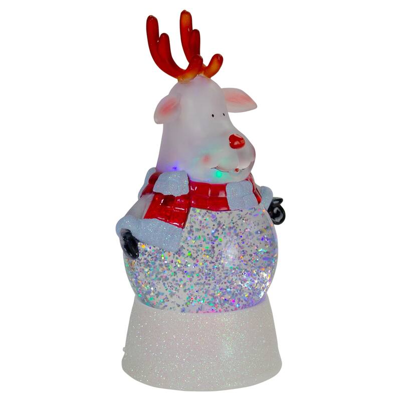 8" LED Lighted Color Changing Reindeer Christmas Snow Globe