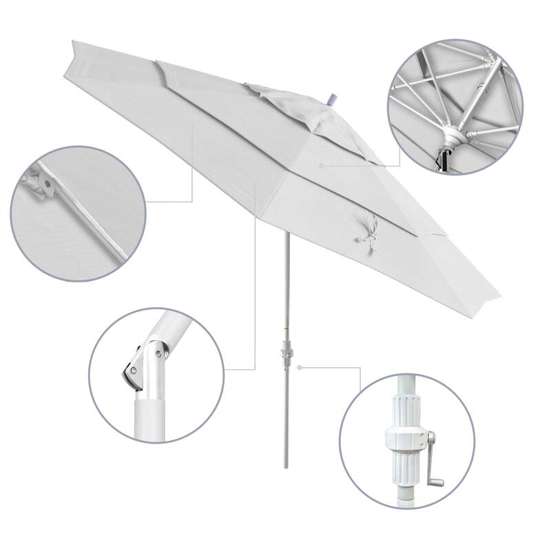 Perry 11ft Round Crank Lift Collar Tilt Aluminum Patio Umbrella by Havenside Home, Base Not Included