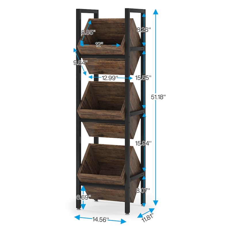 3 Tier Basket Storage Stand for Kitchen Bathroom Living Room