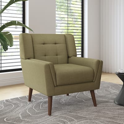 Modern Linen Accent Chair Tufted Armchair