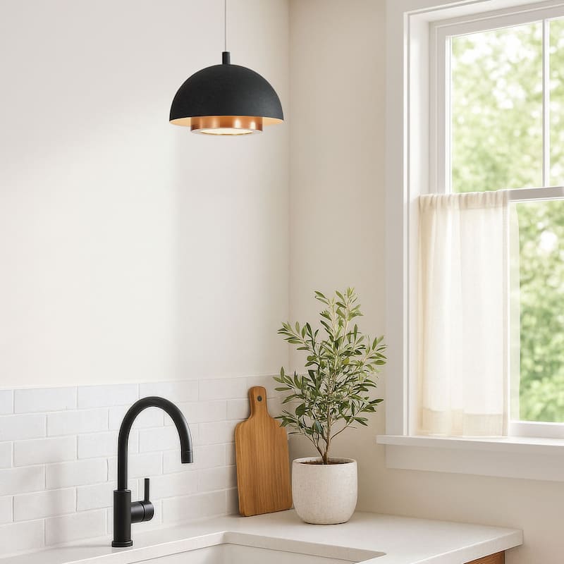Wry Lighting Solsken Integrated LED 7in Pendant in Sand Black