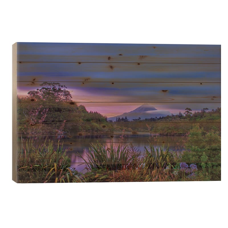 Mt Taranaki Print On Wood by Ben Mulder - Multi-Color - 18x26x1.5