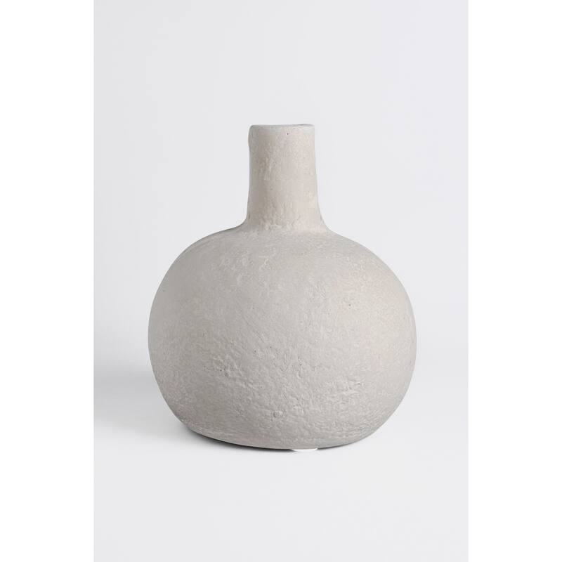 Paper Mache Gourd Vase - Natural White