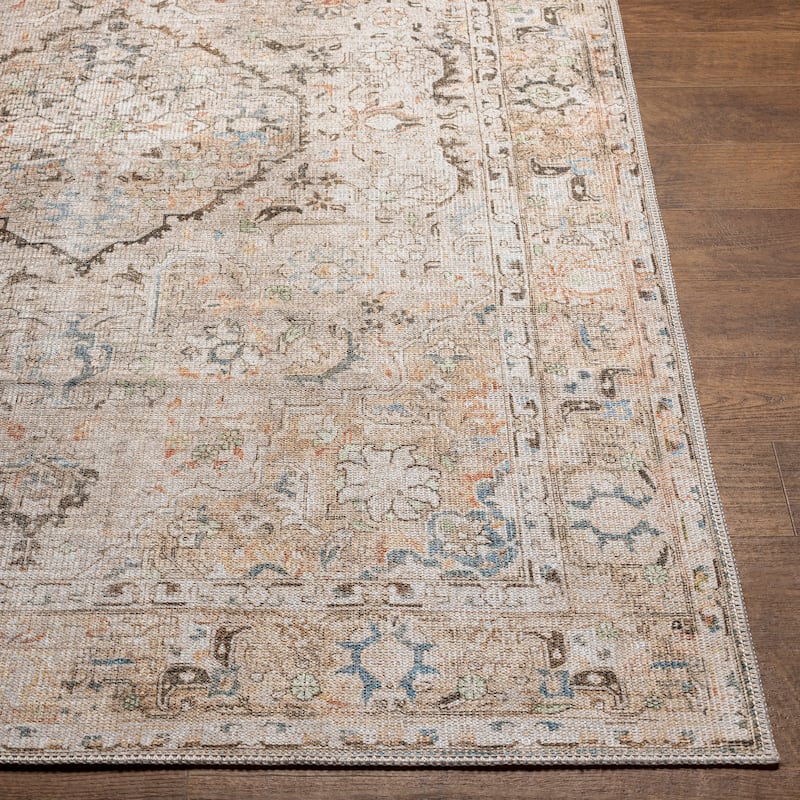 Livabliss Naissac Traditional Medallion Machine Washable Area Rug