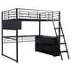 preview thumbnail 5 of 22, Twin/Full Size Loft Bed with LED Light and Bulit-in Desk, Metal Gaming Loft Bedframe with 4 Storage Shelves and Ladder