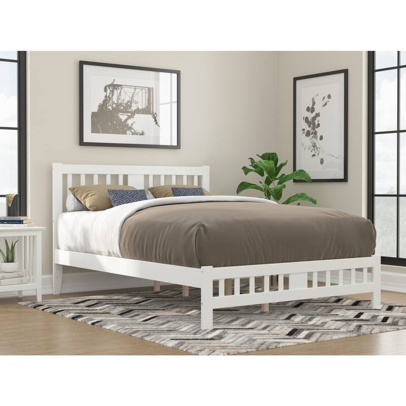 Victorian Bed with Footboard - Elegant Bedroom Furniture - Solid Wood Bed Frame - White Finish