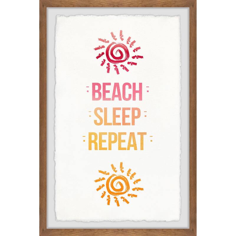 Beach Sleep Repeat Framed Wall Art, Coastal Serenity - Tranquil Ocean-Inspired Wall Décor