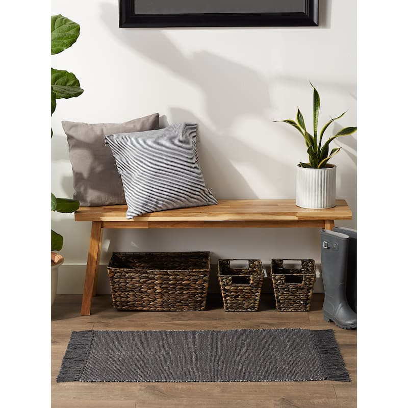 DII Gray and Off White 2-Tone Ribbed Rug 2x3 Ft - 24.0 In. L X 36.0 In. W X 0.2 In. H