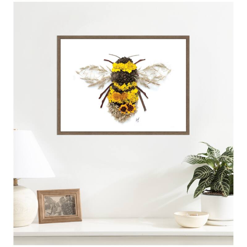 Kate and Laurel Bumble Bee by Madeline Jeppesen Framed Canvas Wall Art Print