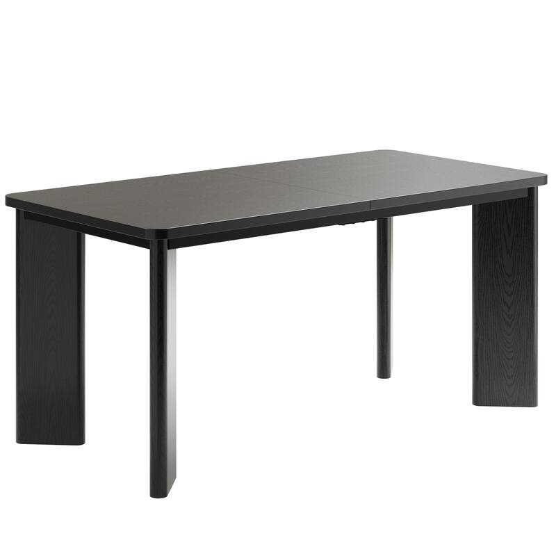 Rectangular Dining Table for 4-8 People, Wood Kitchen Table with Angled Legs and Rounded Corners for Dining Room & Living Room