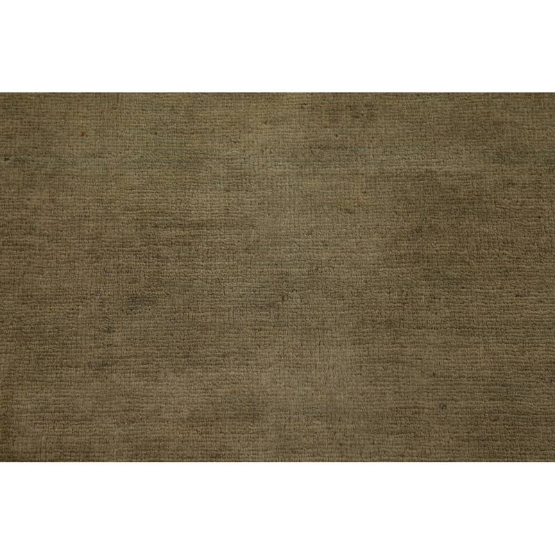 Gabbeh Oriental Rug Handmade Solid Green Wool Carpet - 5'0" x 6'6"