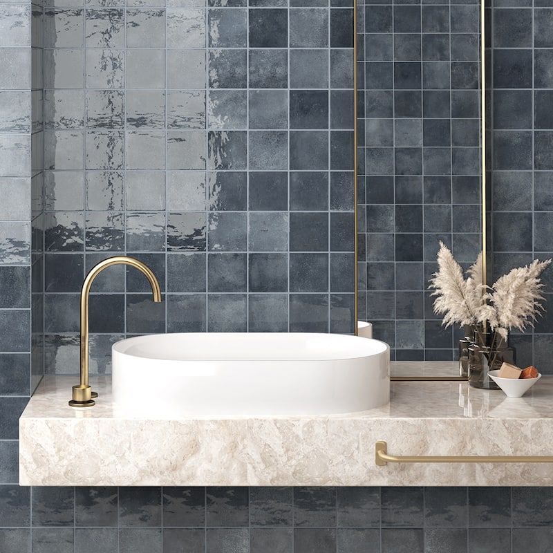 Vela 4x4 Glossy Porcelain Tile - Wall, Backsplash - 4 x 4 Sample - Deep Royal