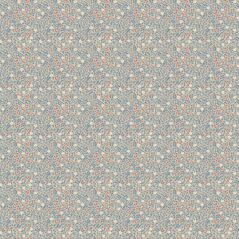 Galerie Wallcoverings Miniatures 3 Collection Full Mini Floral Trail Matte Finish Vinyl on Non-woven Wallpaper Roll - 33-feet long x 21-inches wide - Blue/Red/Beige