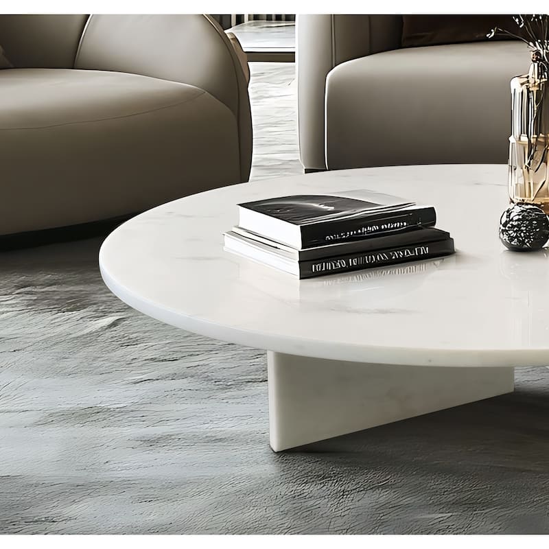 35.4" Natural Marble Stone Coffee Table