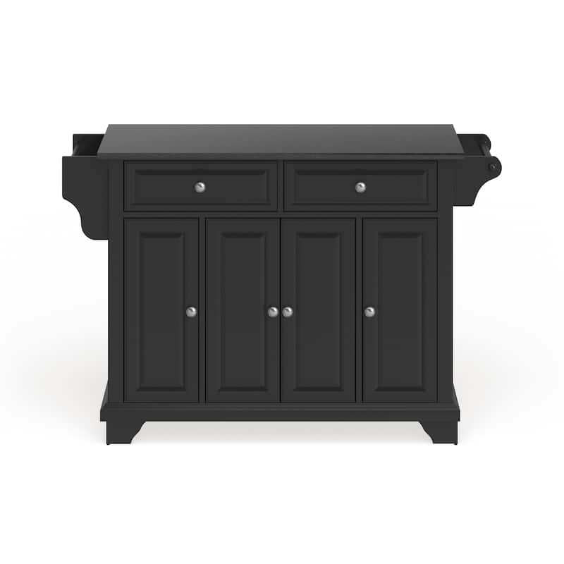 Crosley Lafayette Granite Top Kitchen Island in Black Finish - 51.5"W x 18"D x 36"H