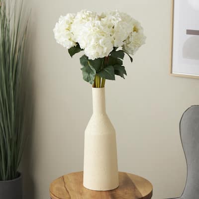 White Faux Foliage Tall Hydrangea Artificial Flower Stem (Set of 8)