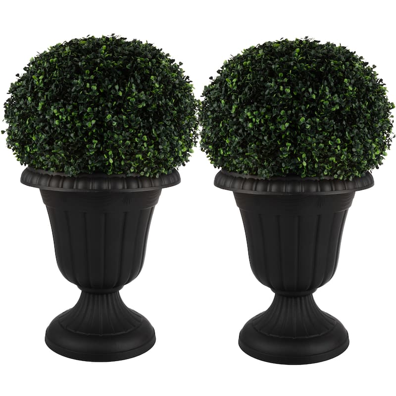 Pure Garden 16x18-Inch Outdoor Planter 2-Pack - Plastic Urn Planters