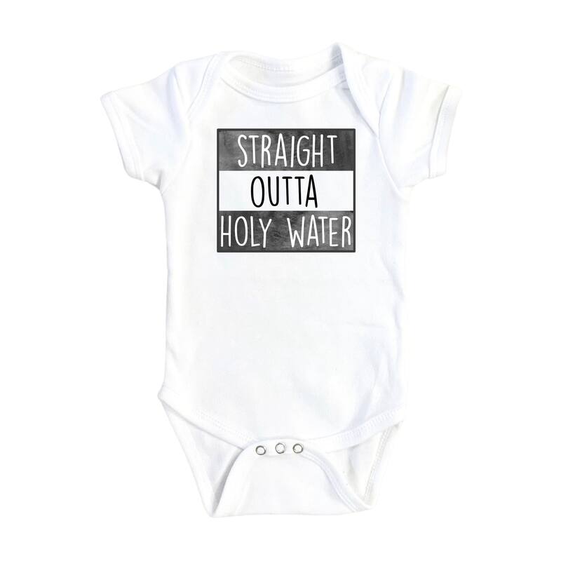 Baptism Holy Water - Baby Boy Girl Clothes Infant Bodysuit Funny Cute Newborn - White - 6-9M