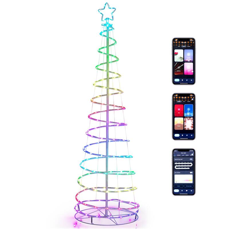 Gymax 6FT Retractable Spiral Christmas Tree Smart Decor Tree w/ 135