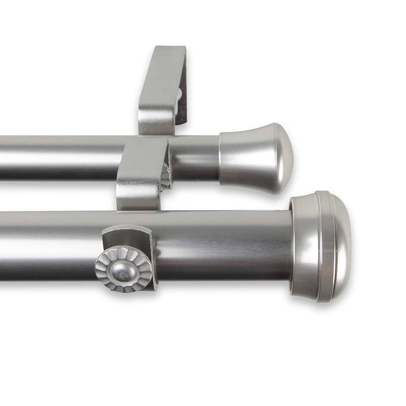 Rosen 1" Double Curtain Rod - 120-170" - Satin Nickel Finish - 170