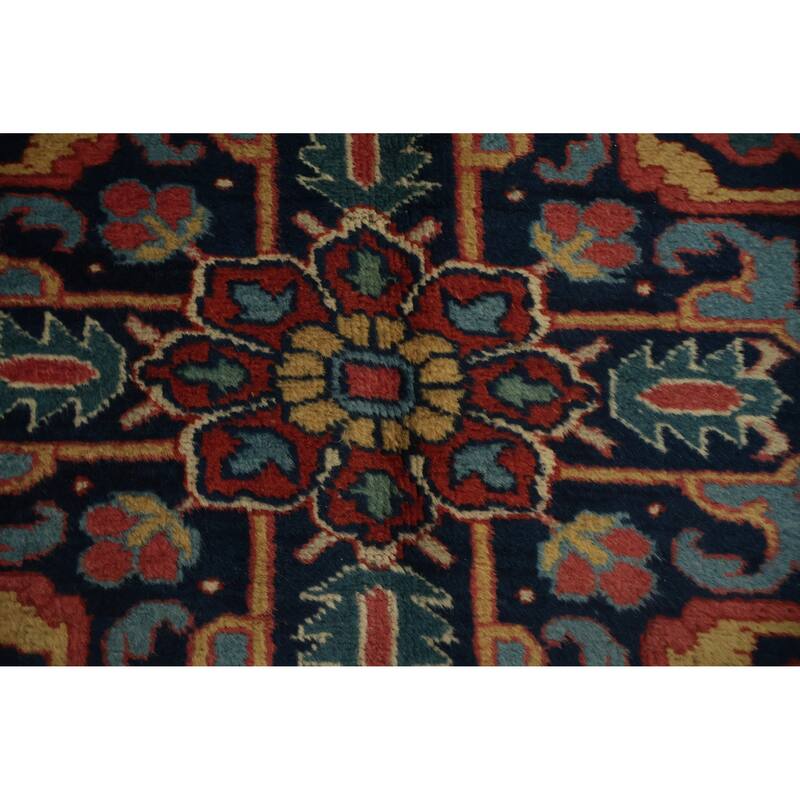 Hand Knotted Oriental 100% Wool Carpet Traditional Medallion Oranges & Rust Heriz Area Rug - 11' 2'' X 8' 2''