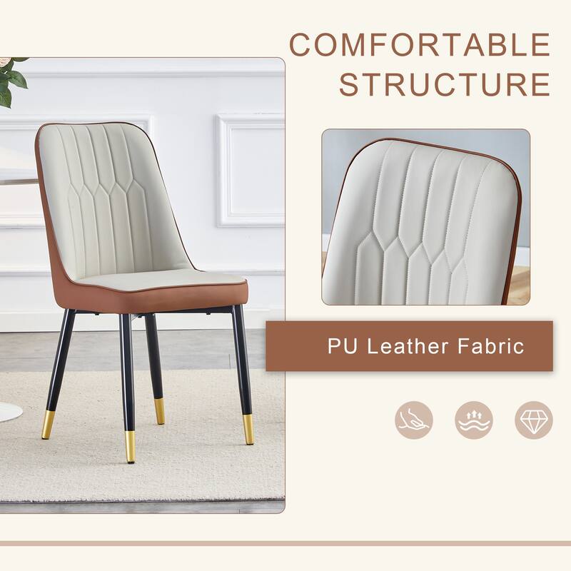 31.5 Inch Circular Dining Table with 4 Spliced Upholstered Chairs