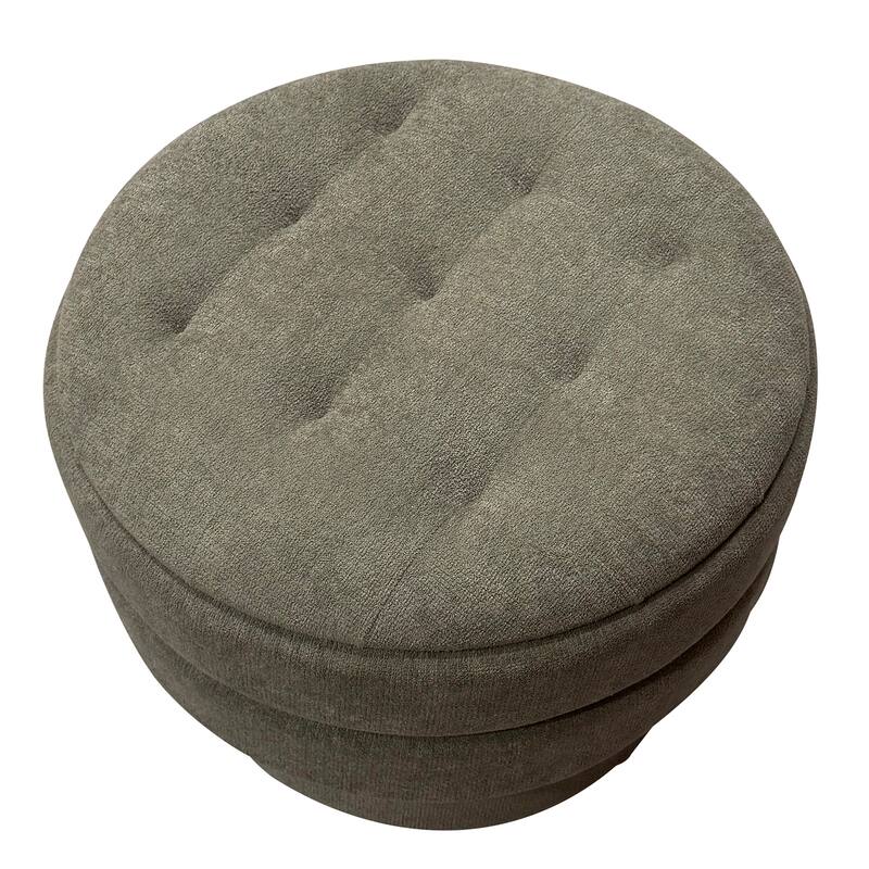 Modern Fabric Round Storage Ottoman
