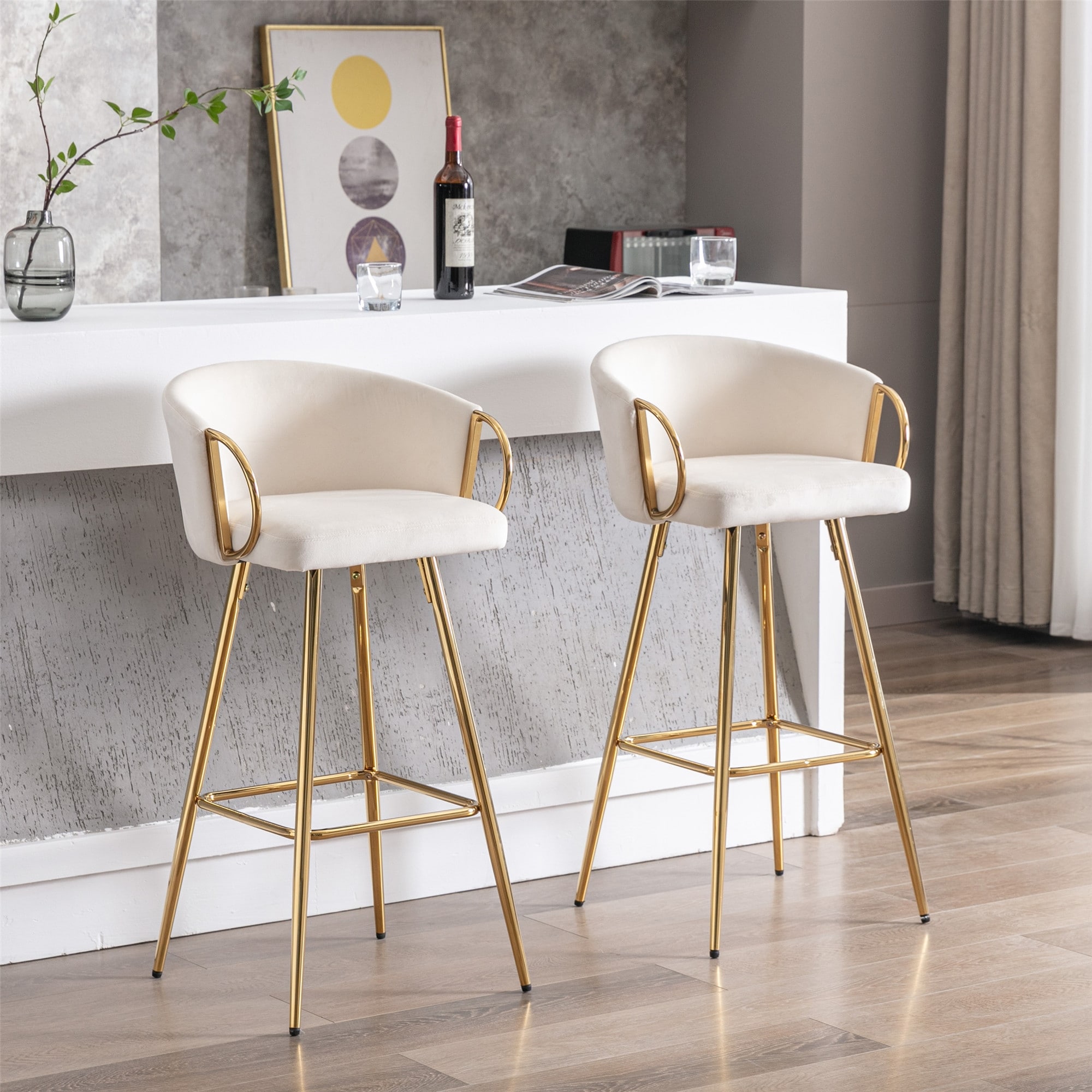 Velvet bar stools with gold legs best sale